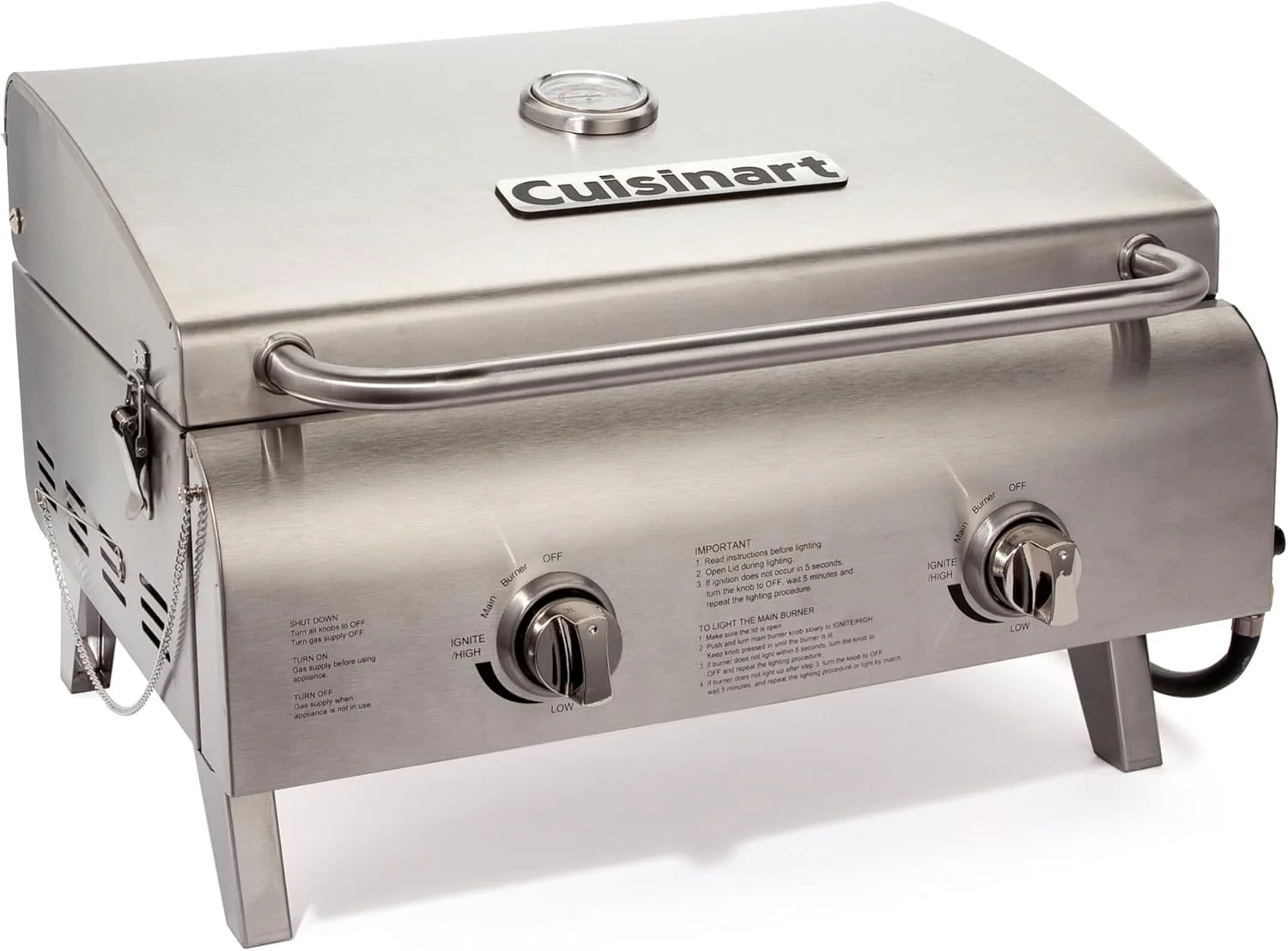 Cuisinart Chef's Style Tabletop Portable Propane Grill 20,000 BTU Stainless Steel Gas Grill