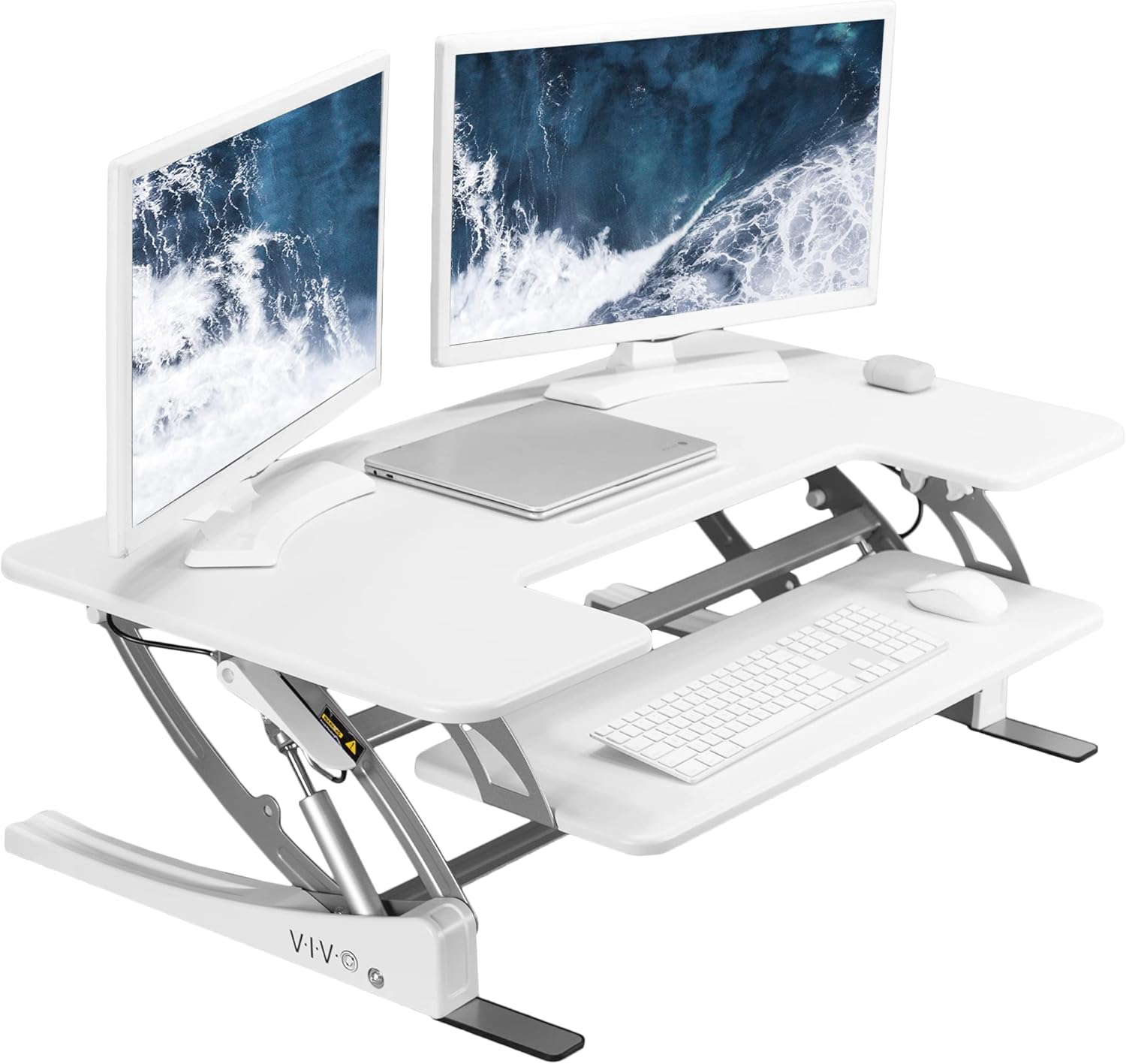 WAYFAIR VIVO Height Adjustable Stand Up Desk Converter, V Series, Quick Sit To Stand Tabletop Dual Monitor Riser Workstation, DESK-V000V