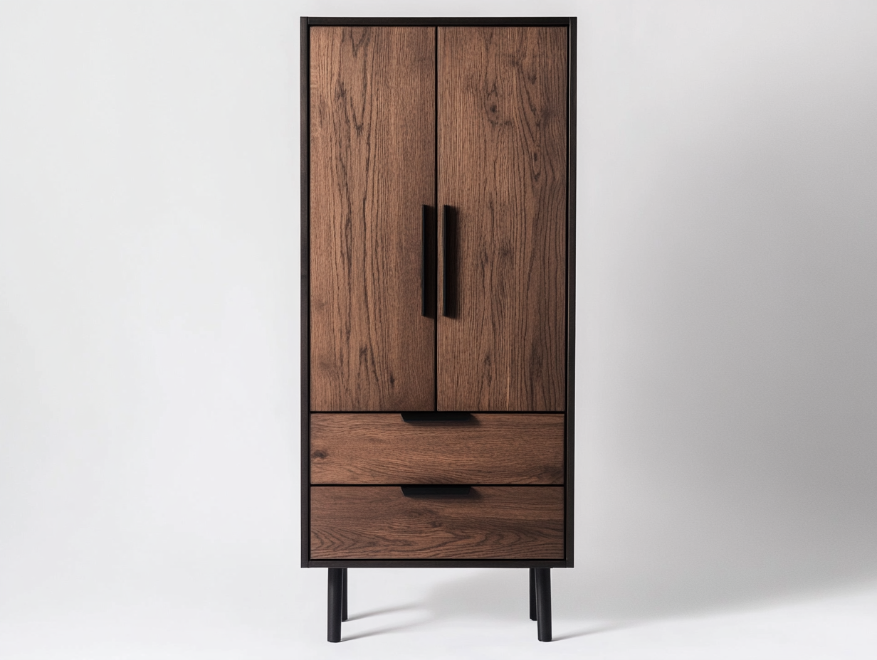 Armario alto de madera maciza con cajones para dormitorio o despacho estilo moderno IK6707546