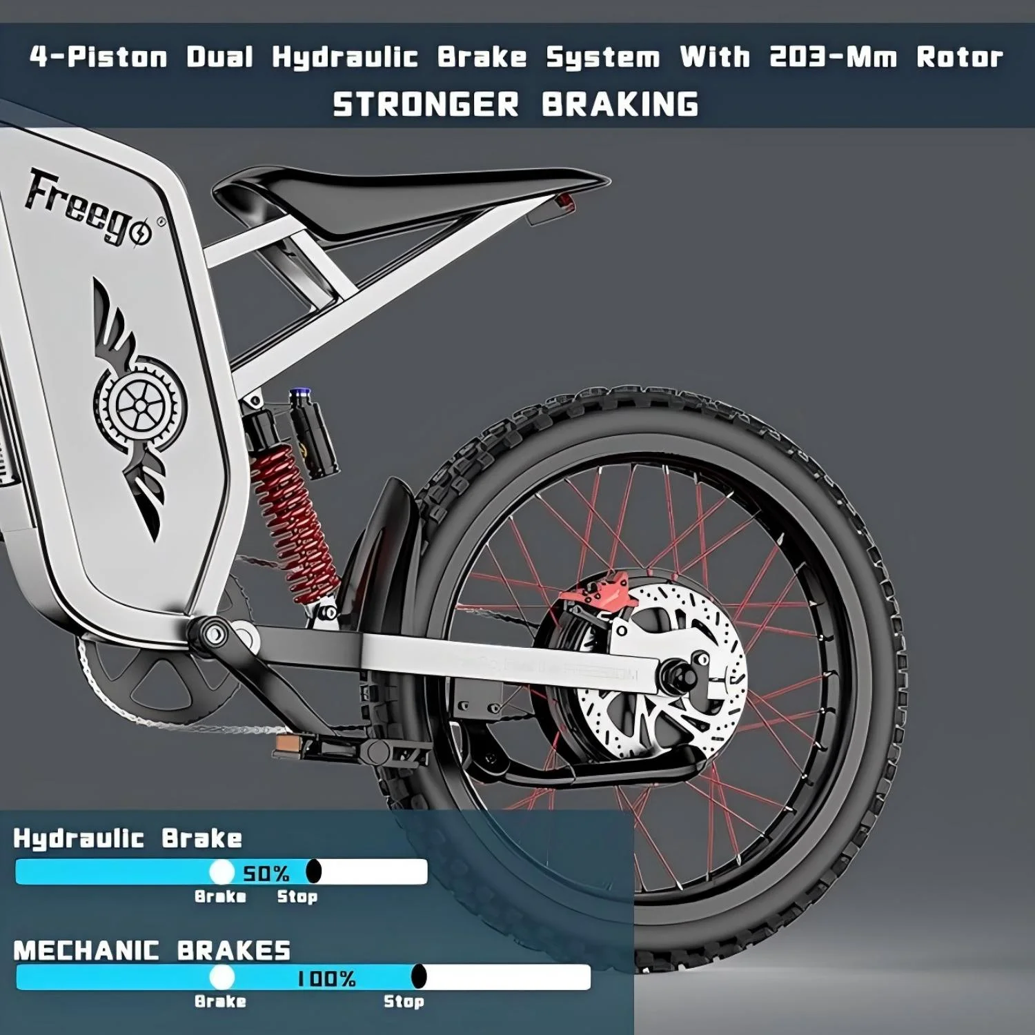 50MPH Electric Dirt Bicycle Freego X2 Pro,6000W(Peak)Motor Electric Motorcycle, Electric Bike for Adults, 60V30AH Battery, 19x2 Tire Full Suspension Hydraulic Brake Half Throttle UL2849 - Image 10