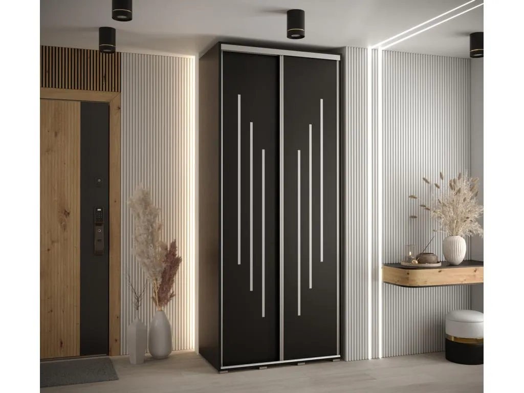 ARMARIO Decoesp 8 DE PUERTAS CORREDERAS 235.2/110/45 2 puertas (Negro/Negro/Plata) WGZI51390