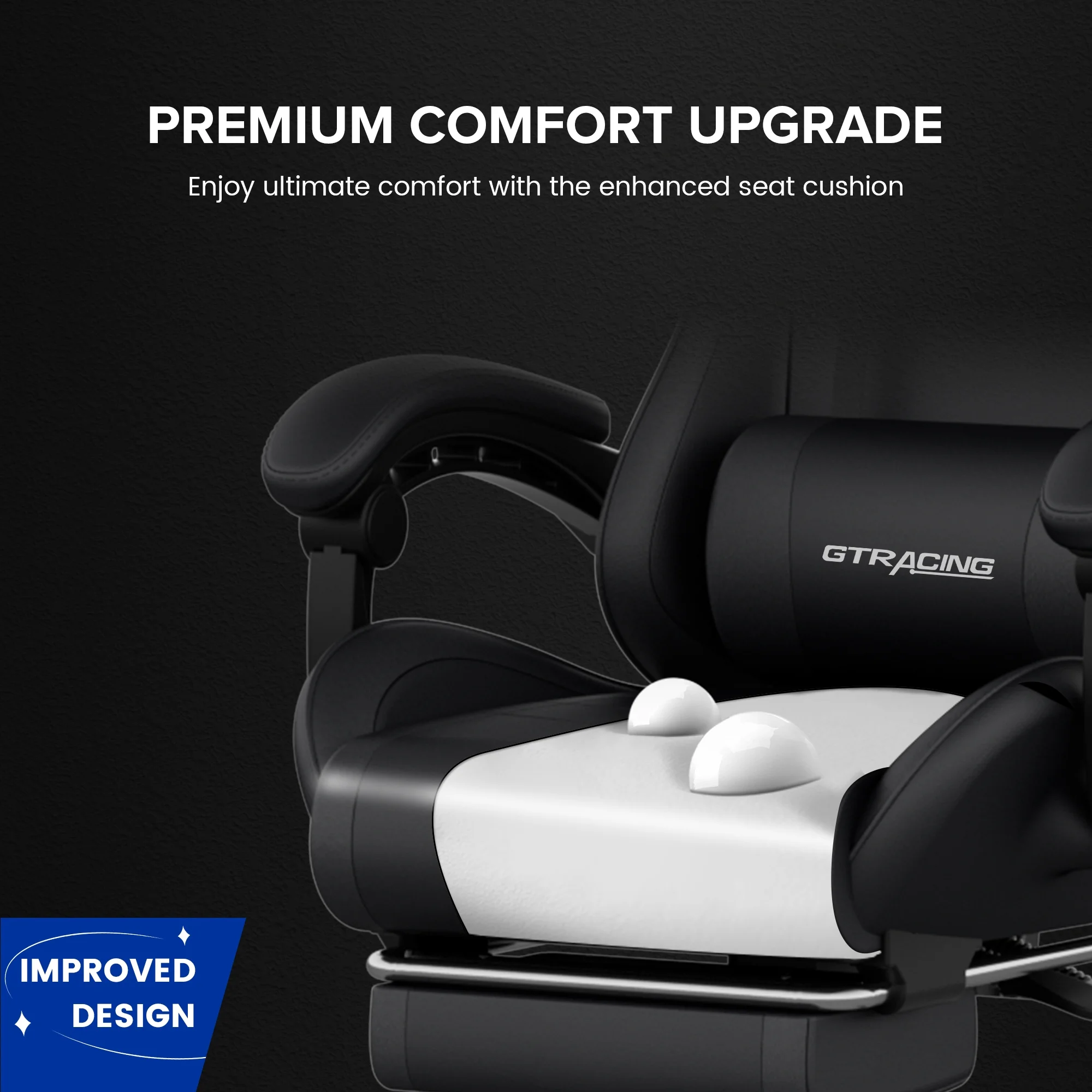 GTRACING GTWD-200 Ergonomic Gaming Chair with Adjustable Pillows and Footrest , White - Image 25