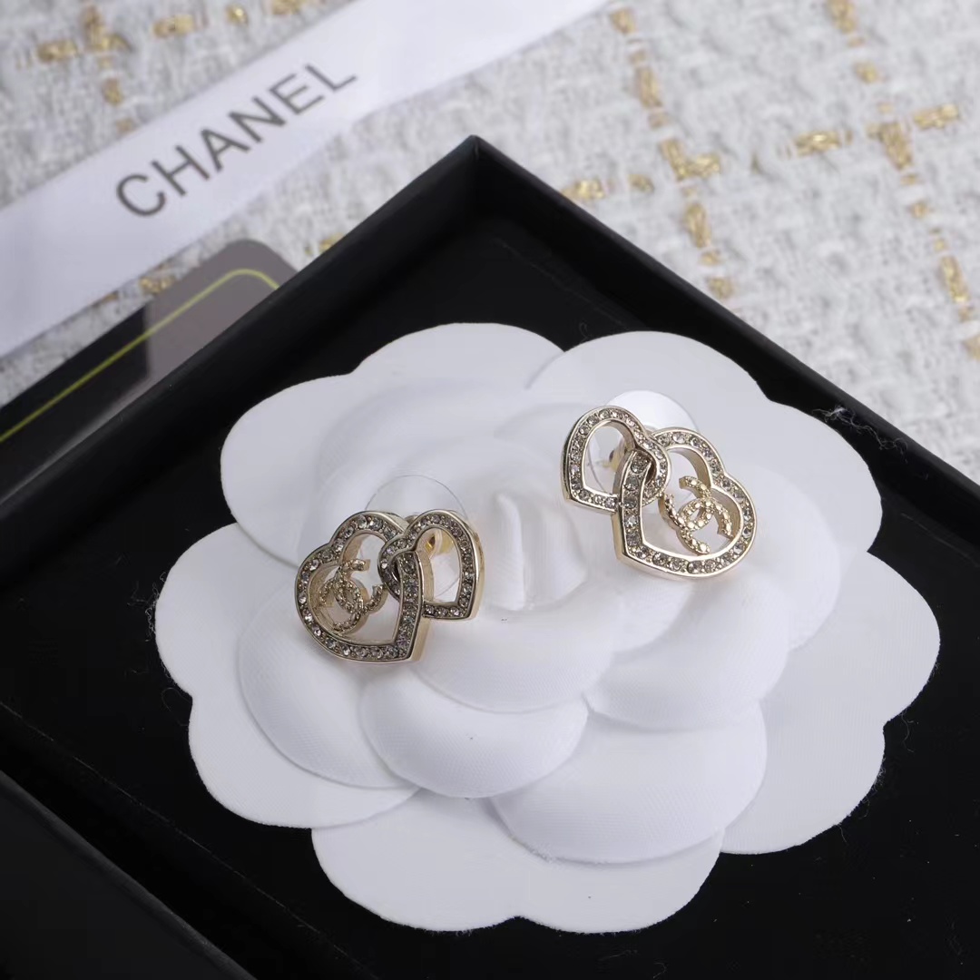 Chanel Two Hollow Heart Stud Earrings - Original Replica Club