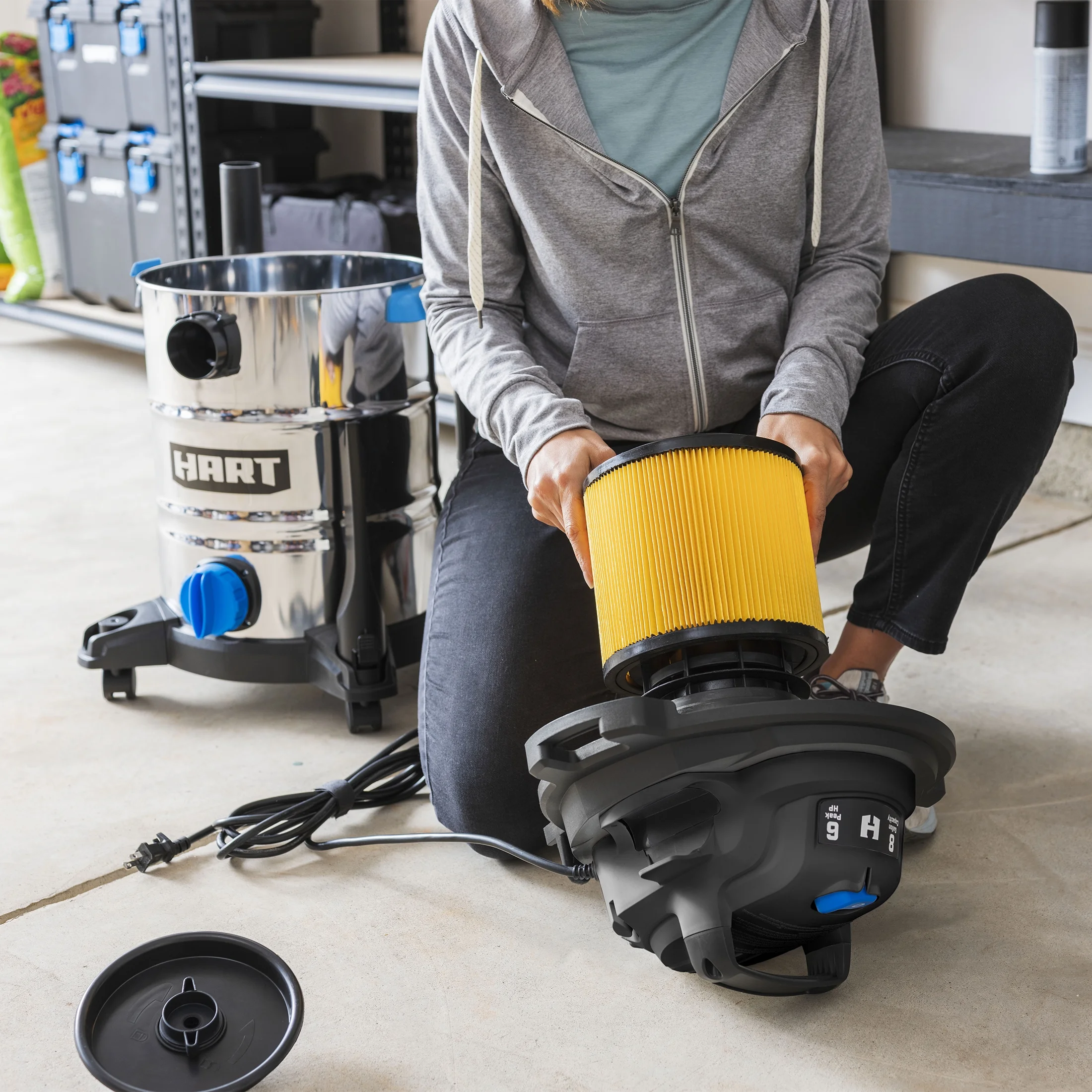 HART 8 Gallon 6 Peak HP Stainless Steel Wet/Dry Vacuum, VOC812SF 3703 - Image 11