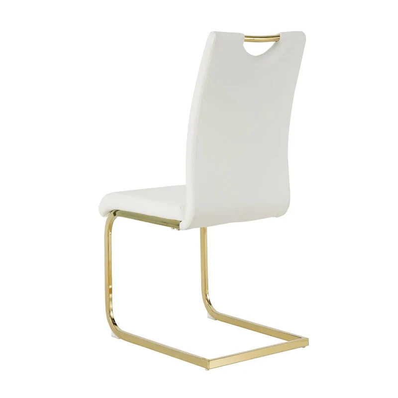 4-Piece Modern Faux Leather Dining Chair Set with Gold Metal Legs and Padded Seats