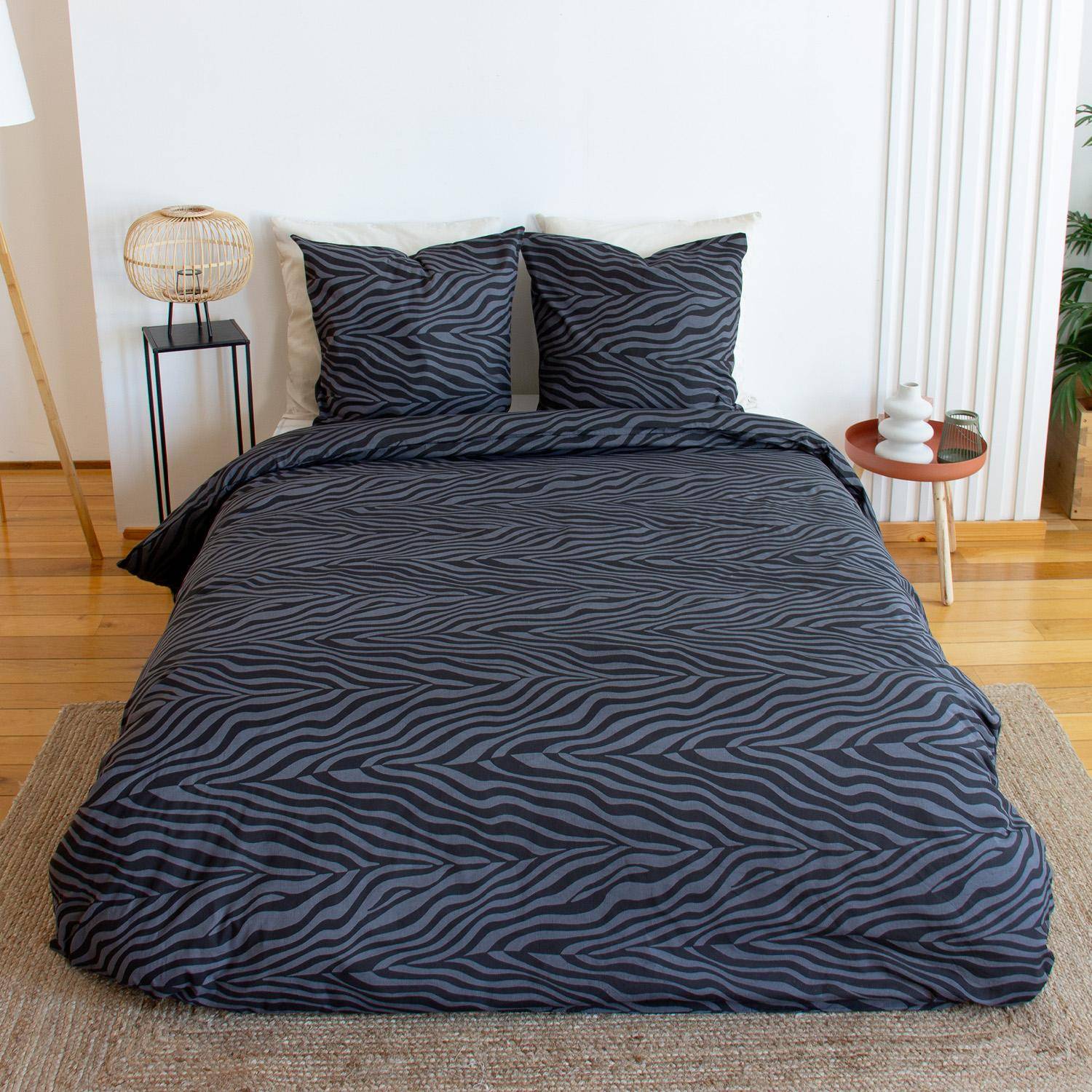 Zebra - Ropa de cama de poliéster reversible estampado cebra, 2 plazas