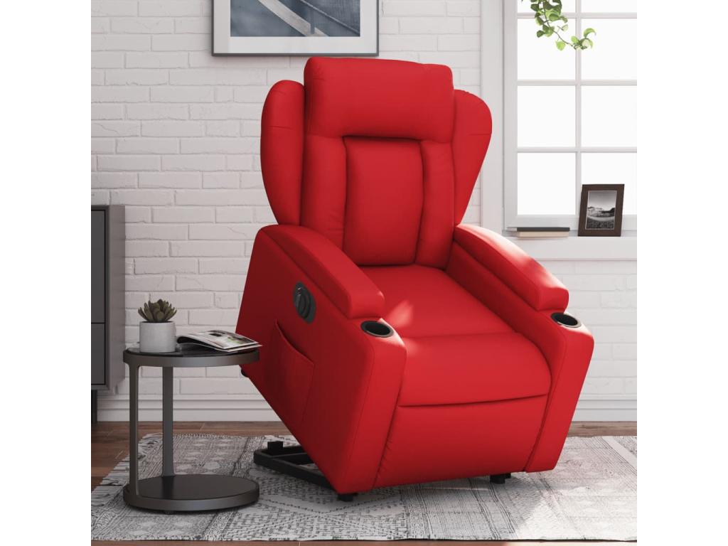 Sillón elevable eléctrico cuero artificial rojo