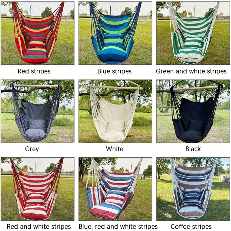 Comfortable Cotton Hammock Chair for Camping and Indoor Can Hold up to 250 Lbs Outdoor Canvas Hammock Chair