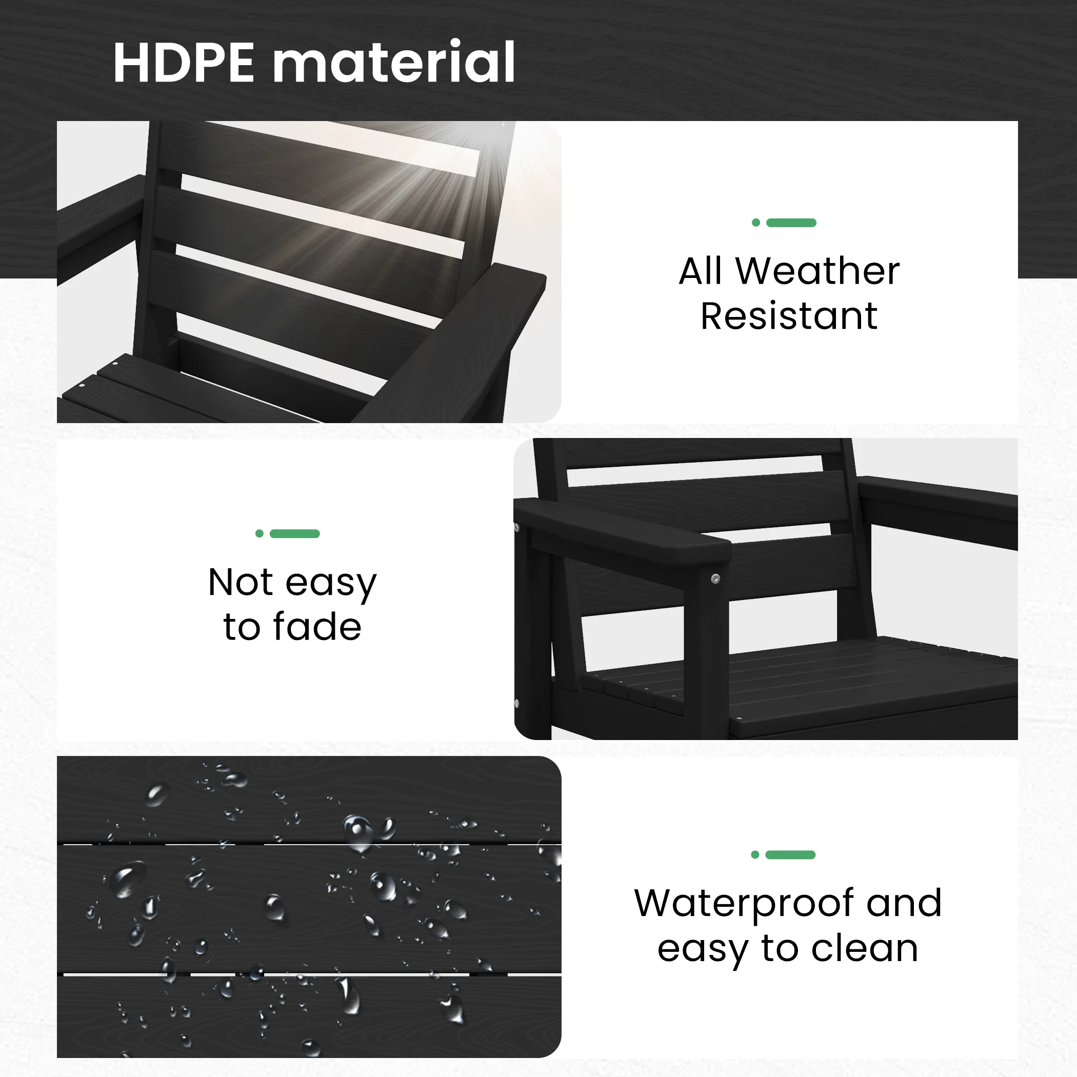 SERWALL Outdoor HDPE Dining Table Set, 7-Piece Outdoor Dining Table Sets with Umbrella Hole, Grey - Image 29