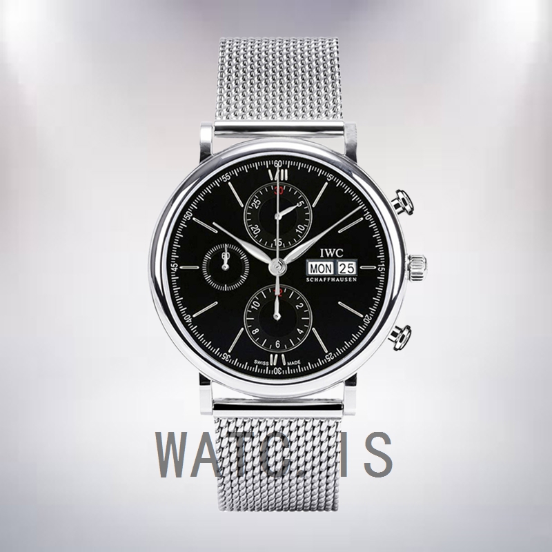 IWC Portofino Chronograph IW391010 43mm/42mm Men's Black Dial Silver-tone