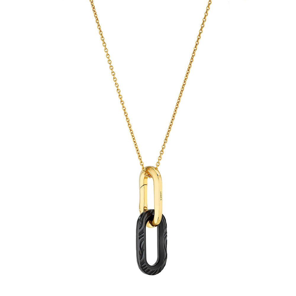 PENDENTIF EMPREINTE ANIMALE - CRISTAL NOIR, PLAQUÉ OR JAUNE