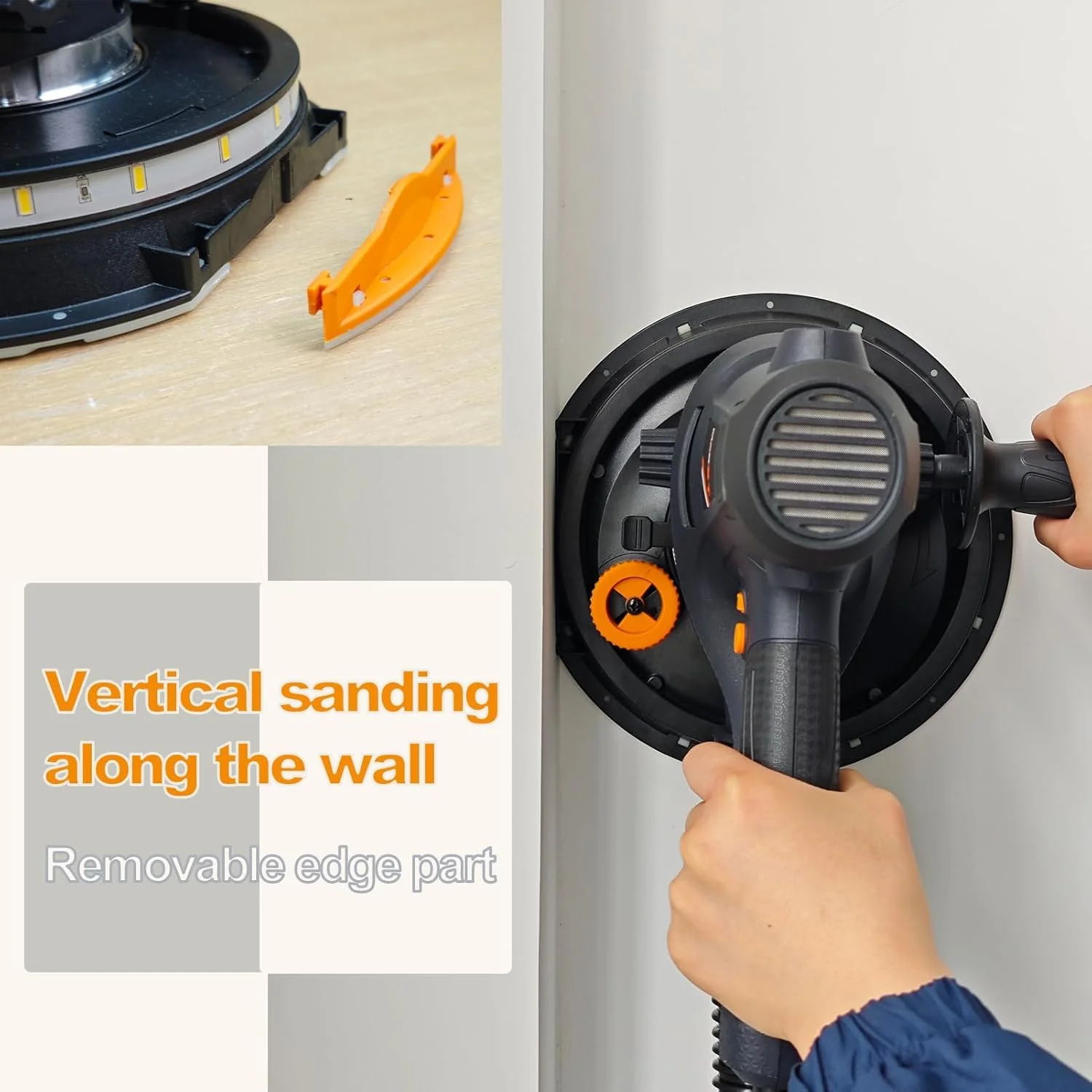 POVANLI 780W Electric Drywall Sander with Vacuum Dust Collection, 6.5A Motor Dustless Floor Sander with Variable Speed 900-1800RPM, LED Light, Extendable & Foldable Handle Yellow+Black - Image 23