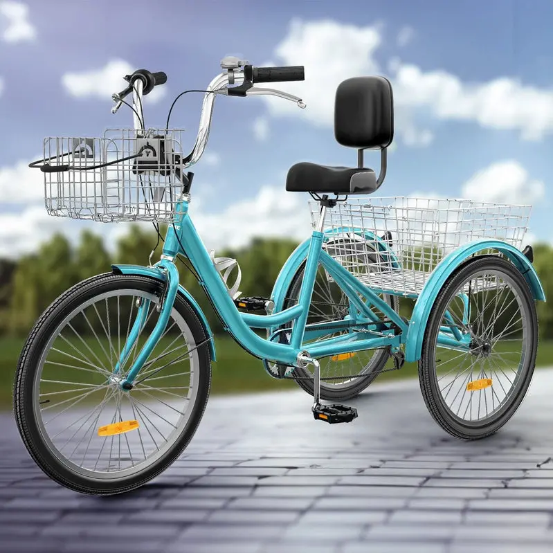 26-Inch Adult Tricycle - 7-Speed Heavy-Duty 3-Wheeled Bicycle - Image 10 26-Inch Adult Tricycle - 7-Speed Heavy-Duty 3-Wheeled Bicycle - Image 10