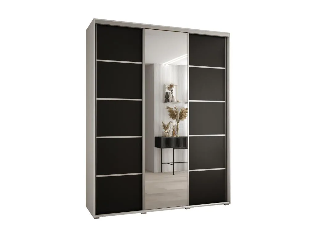 ARMARIO Alkifurniturees 5 DE PUERTAS CORREDERAS 235.2/190/45 3 puertas (Blanco/Negro/Plata) OUES06982