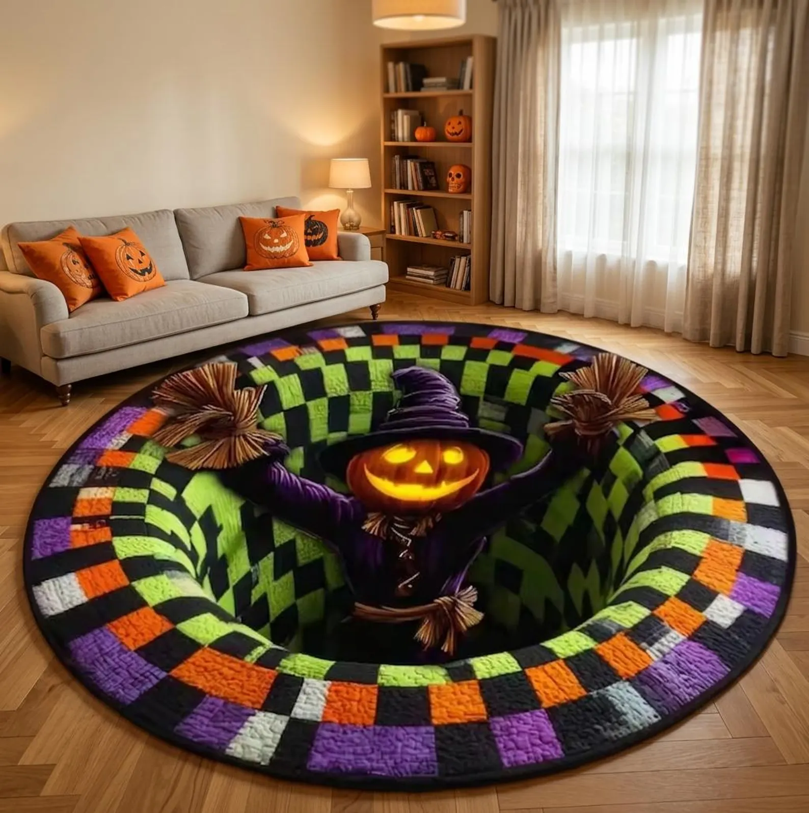 VortexEye™ 3D Ghost Illusion Round Rug - Waterproof Halloween Floor Mat - Image 6 VortexEye™ 3D Ghost Illusion Round Rug - Waterproof Halloween Floor Mat - Image 6