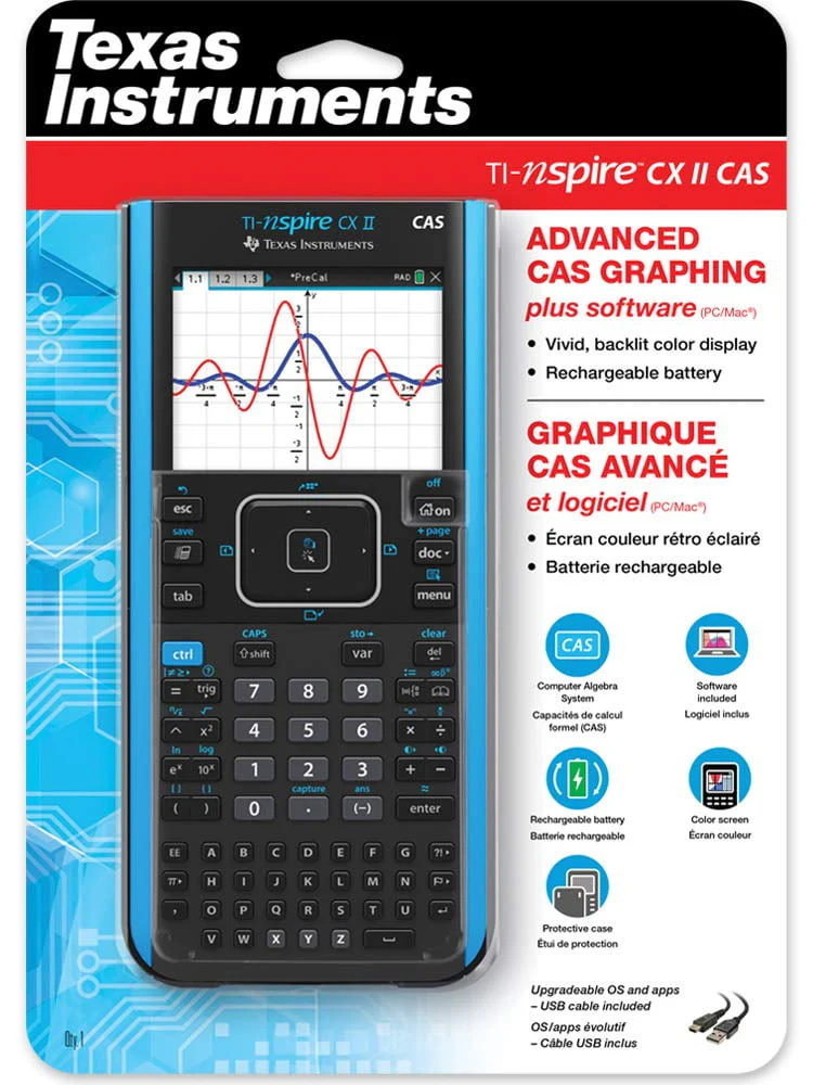 Texas Instruments TI-Nspire CX II CAS Color Graphing Calculator with Student Software (PC/Mac), Blue - Image 2