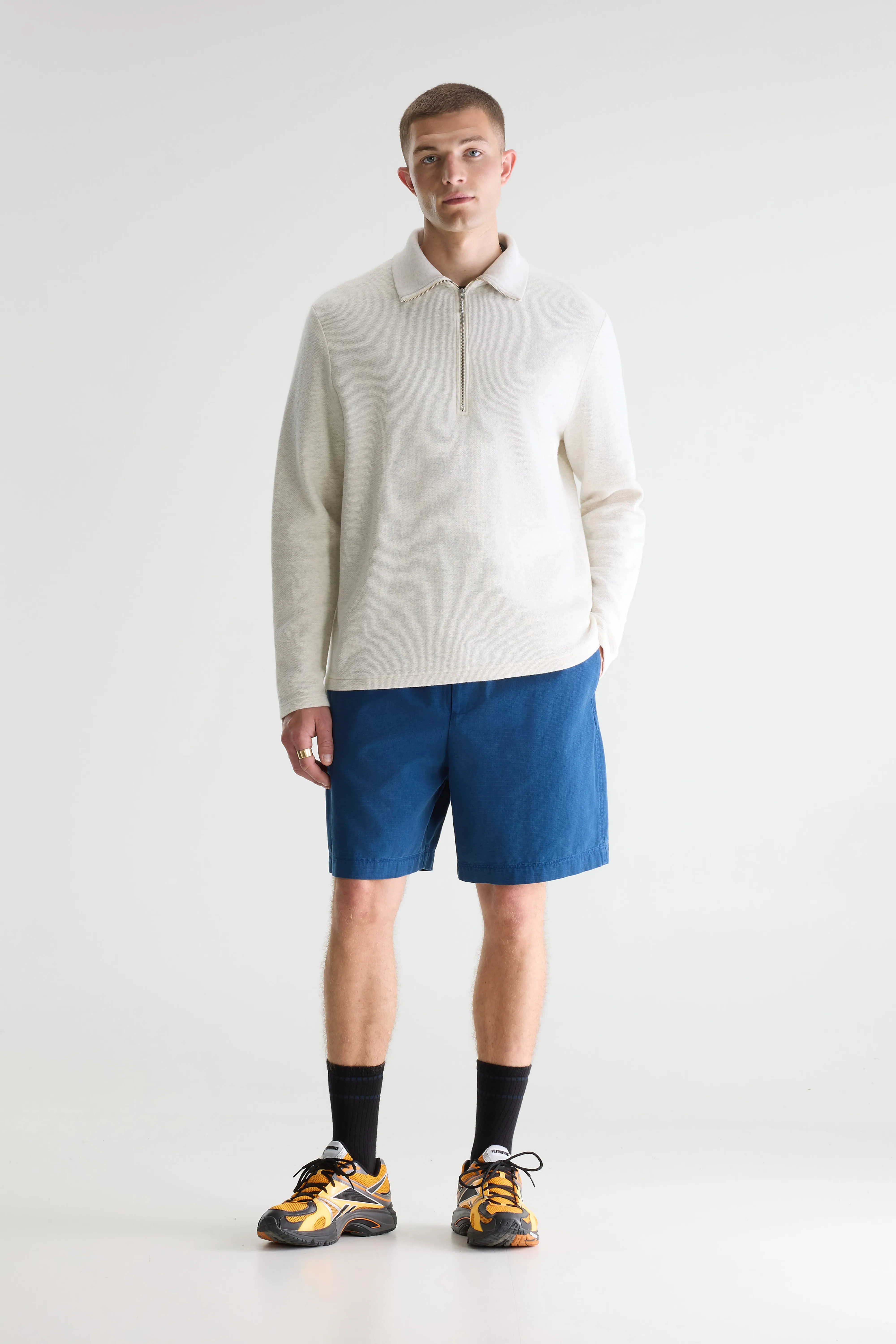Bellerose Spence zipped-collar t-shirt (261 / M / OYSTER)