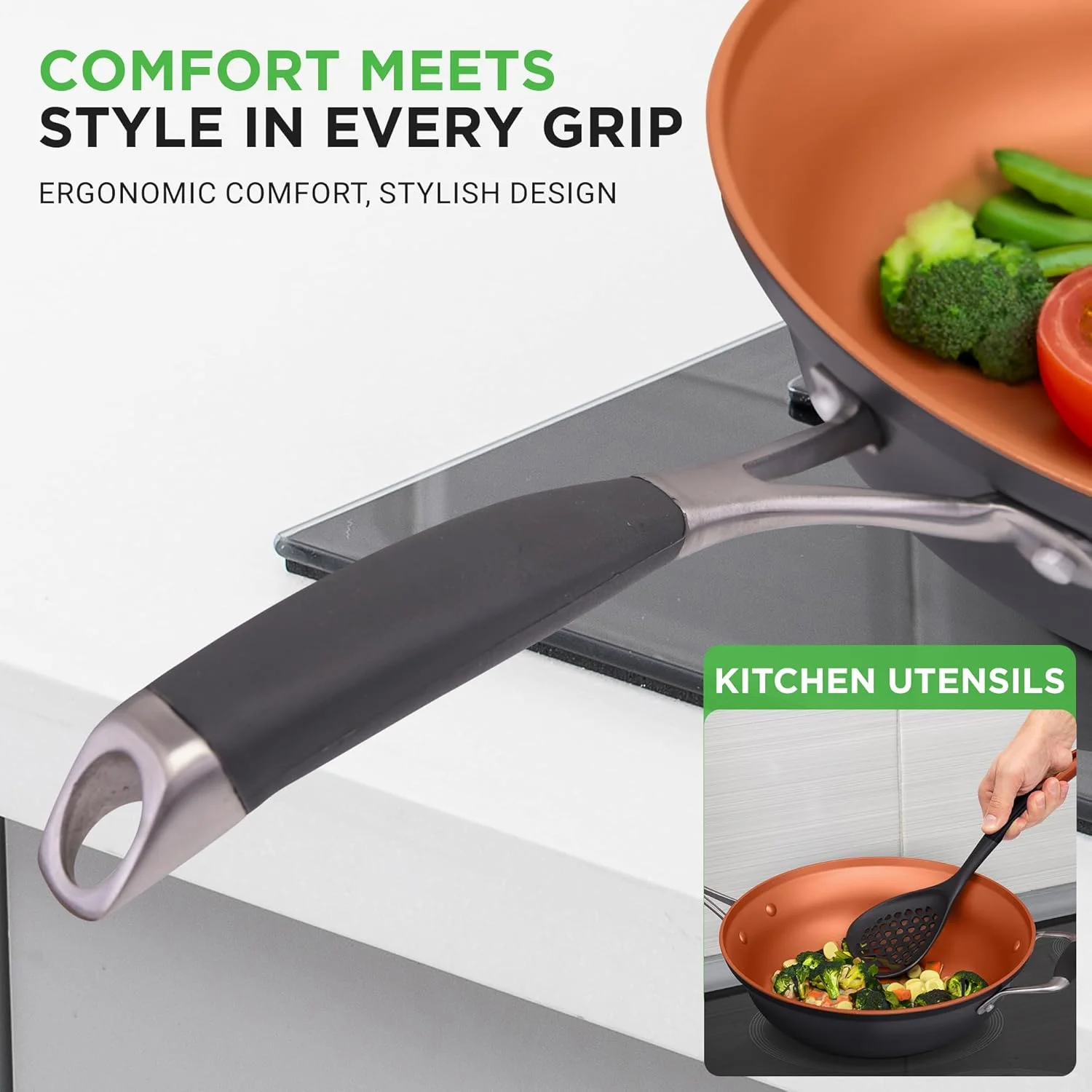 54-Piece Kitchen Cookware Set -C Complete Non-Stick Ceramic Pots and Pans Set with Utensils, Bakeware, and Knife Set, Gas, Electric & Induction Compatible, Blush Pink Kitchen Essentials - Image 13
