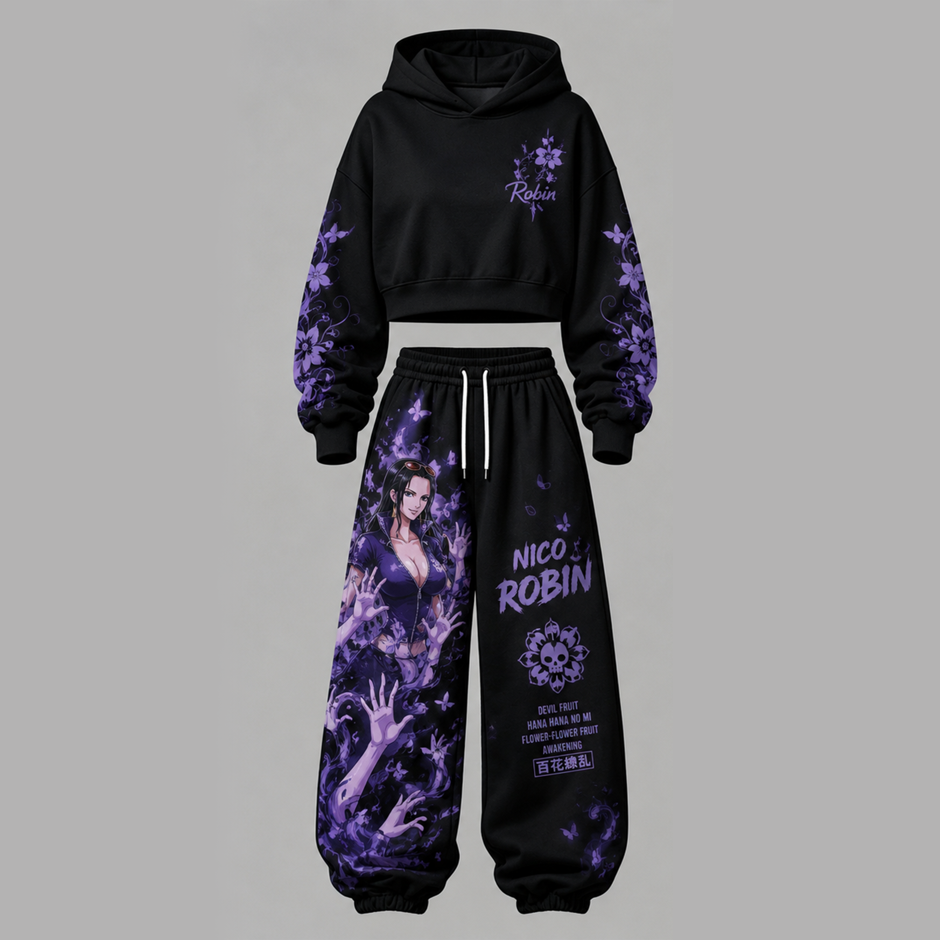 One Piece Cropped Long Sleeve Hoodie & High Waist Jogger Pants Two Piece TeeThreads Sustain the Scene with Custom Apparel