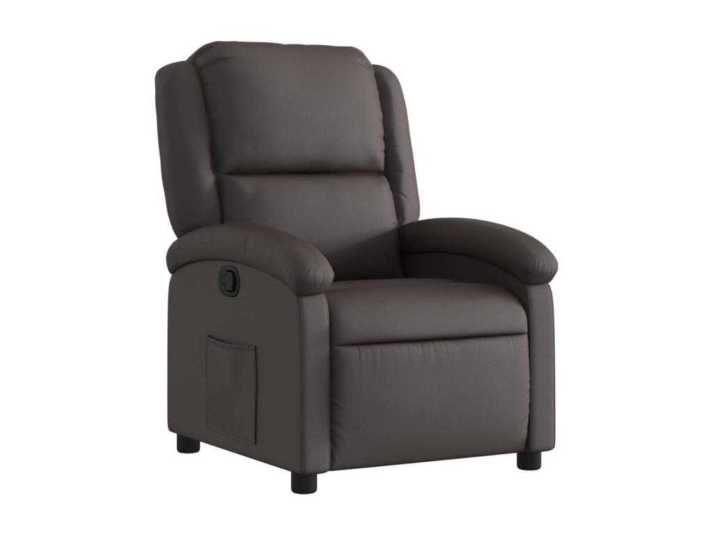 Sillón reclinable cuero auténtico marrón oscuro