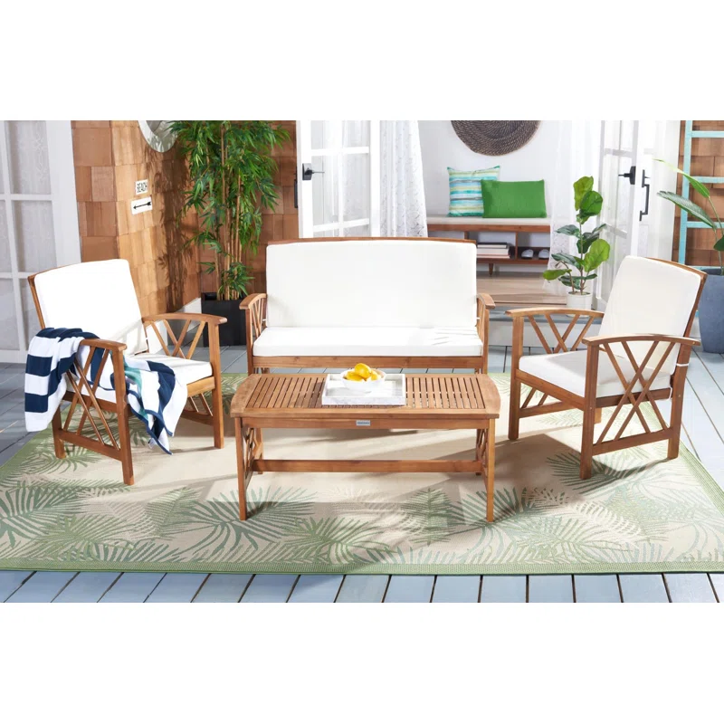 WAYFAIR Aana Wicker 4 - Person Garden Lounge Set With Cushions