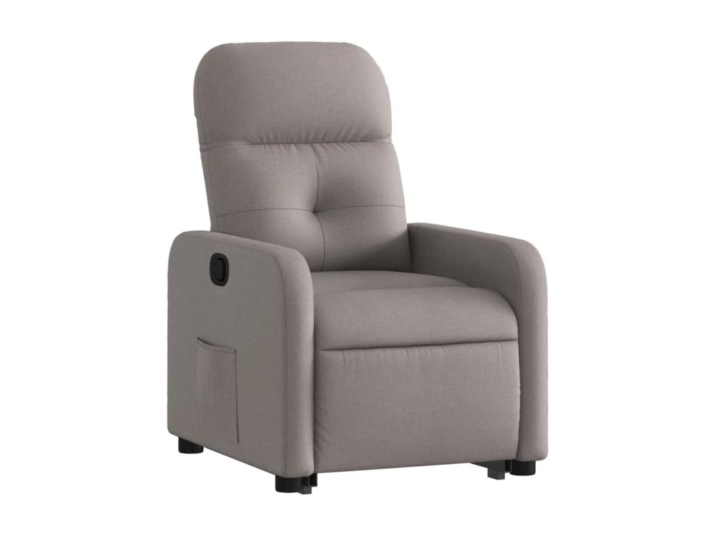 Sillón reclinable elevable tela gris taupe