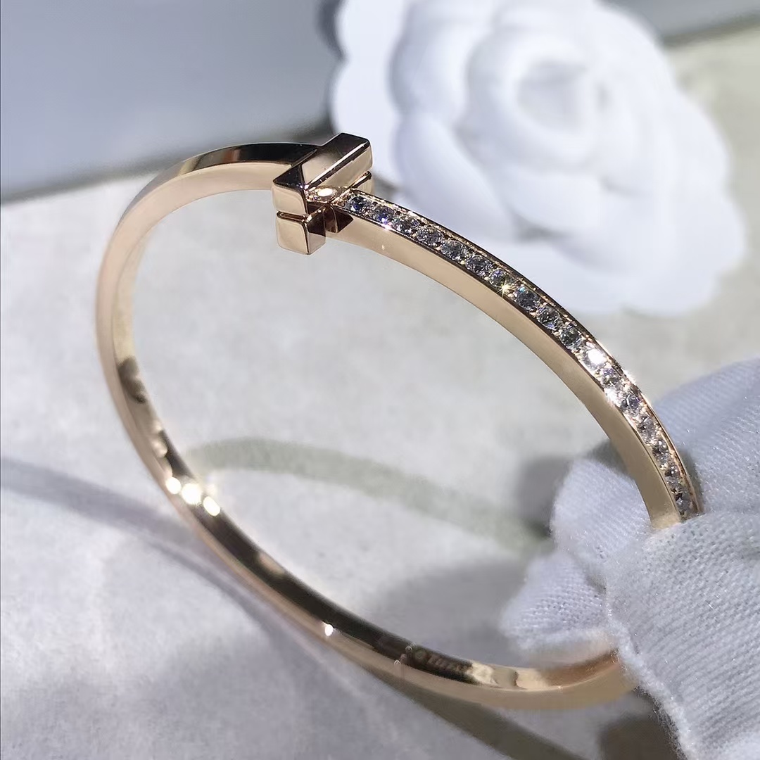 Tiffany T1 Narrow Diamond Hinged Bangle Bracelet - Original Replica Club