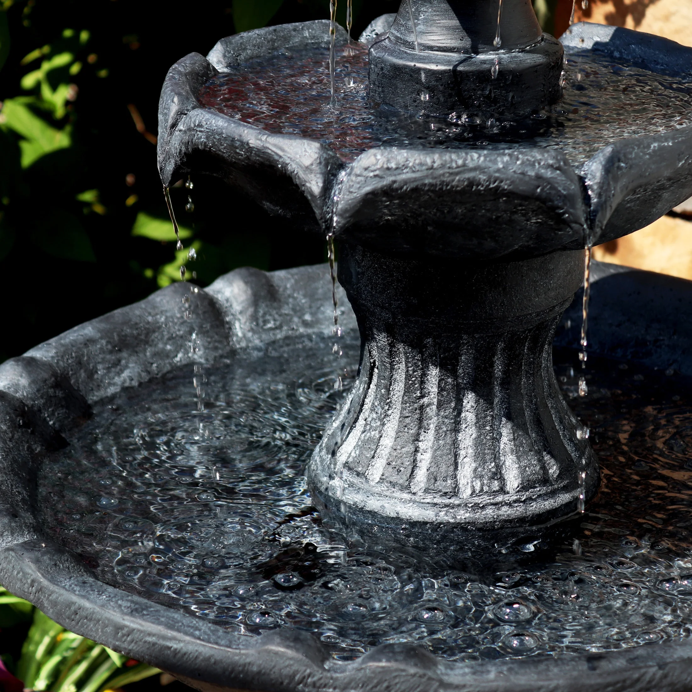 Sunnydaze 45" 2-Tier Arcade Solar Outdoor Water Fountain with LED - Earth - Image 17