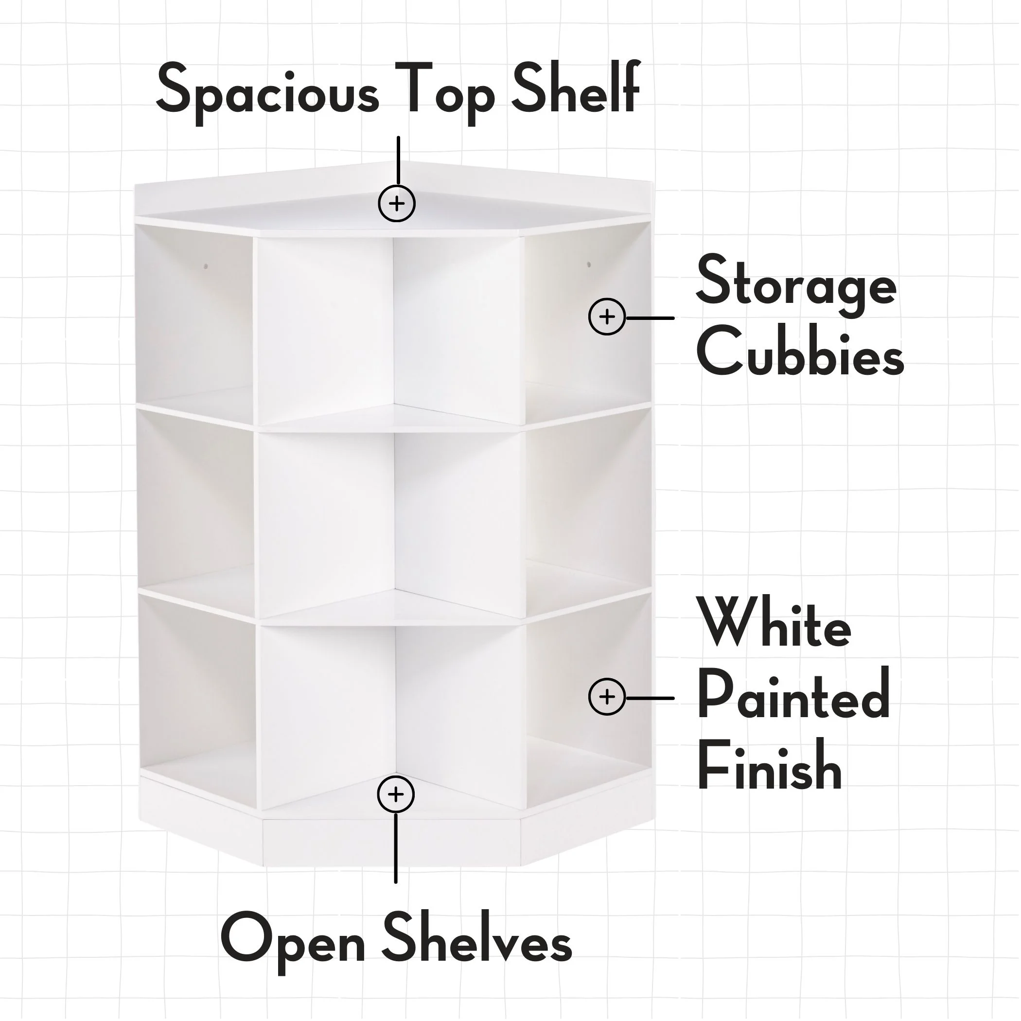 RiverRidge Kids Corner Playroom Cabinet with 6 Toy Storage Cubbies and 3 Shelves - White - Image 4