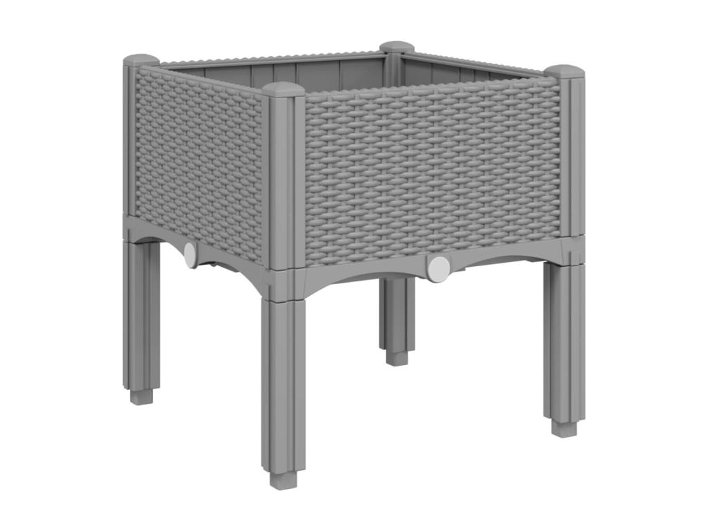 Jardinera con patas PP gris claro 40x40x42 cm