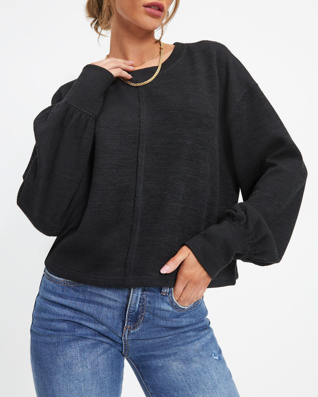Marcela Knit Pullover Sweater - Black - Se7enfashion