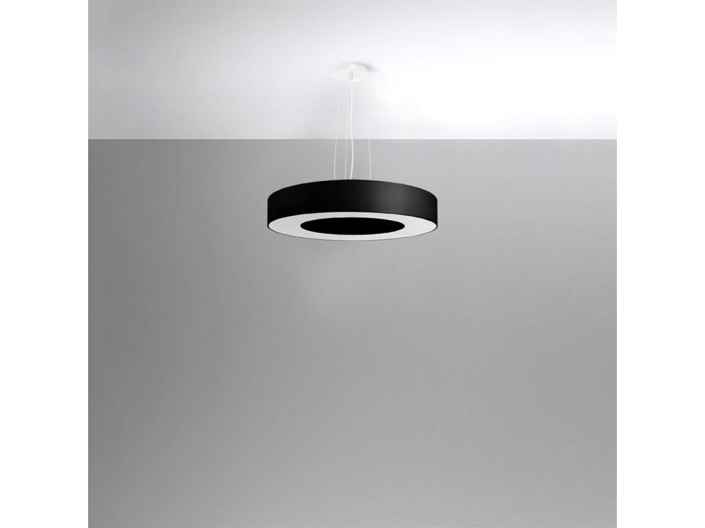 Candelabros Saturno minimalista de tela/PVC/acero - 5 fuentes luminosas - L.50 x A.102 cm - negro