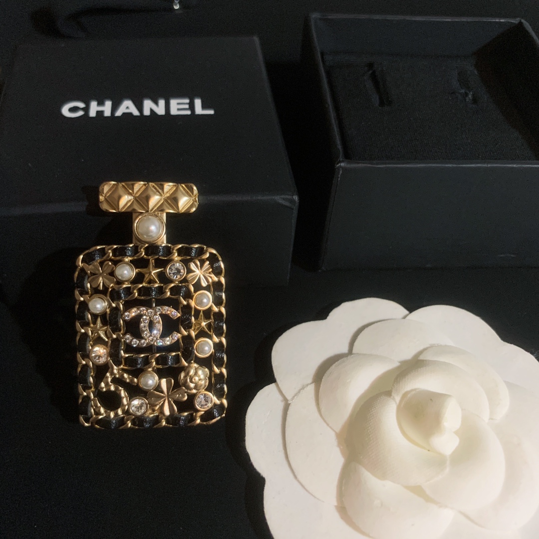 Chanel Leather Wrap Perfume Bottle Brooch - Original Replica Club