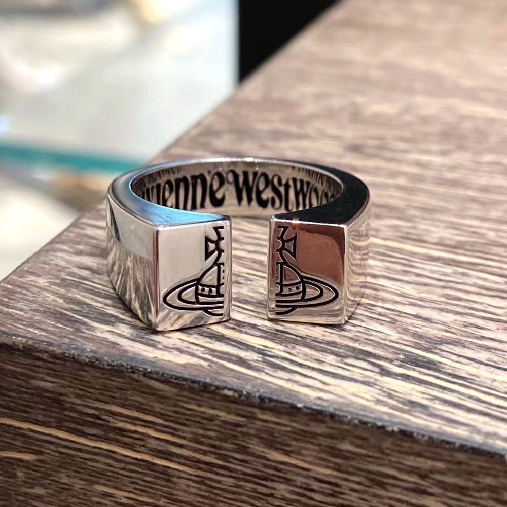 Vivienne Westwood Punk Unisex Style Wide Band Stamped Saturn Couple Ring - Original Replica Club
