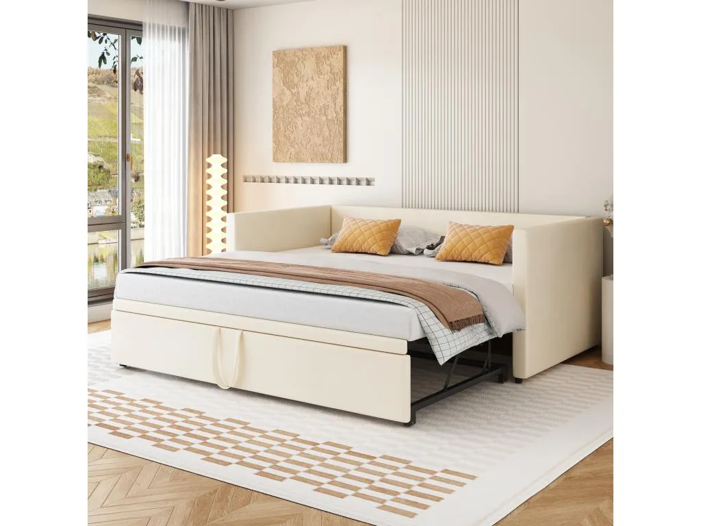 Cama Lluesmamuebles 90/180x200 cm - Sofá cama acolchado - Cama extensible con somieres - Cama multifuncional en tejido de terciopelo agradable para la