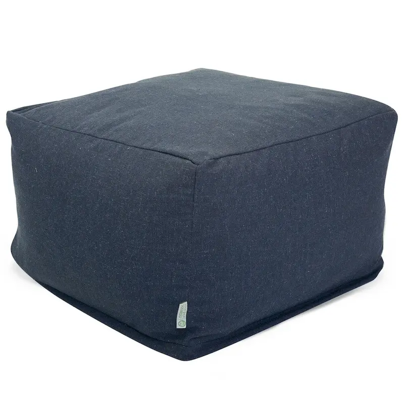Majestic Home Goods Indoor Wales Poly/Linen Ottoman Pouf - 27" L x 27" W x 17" H