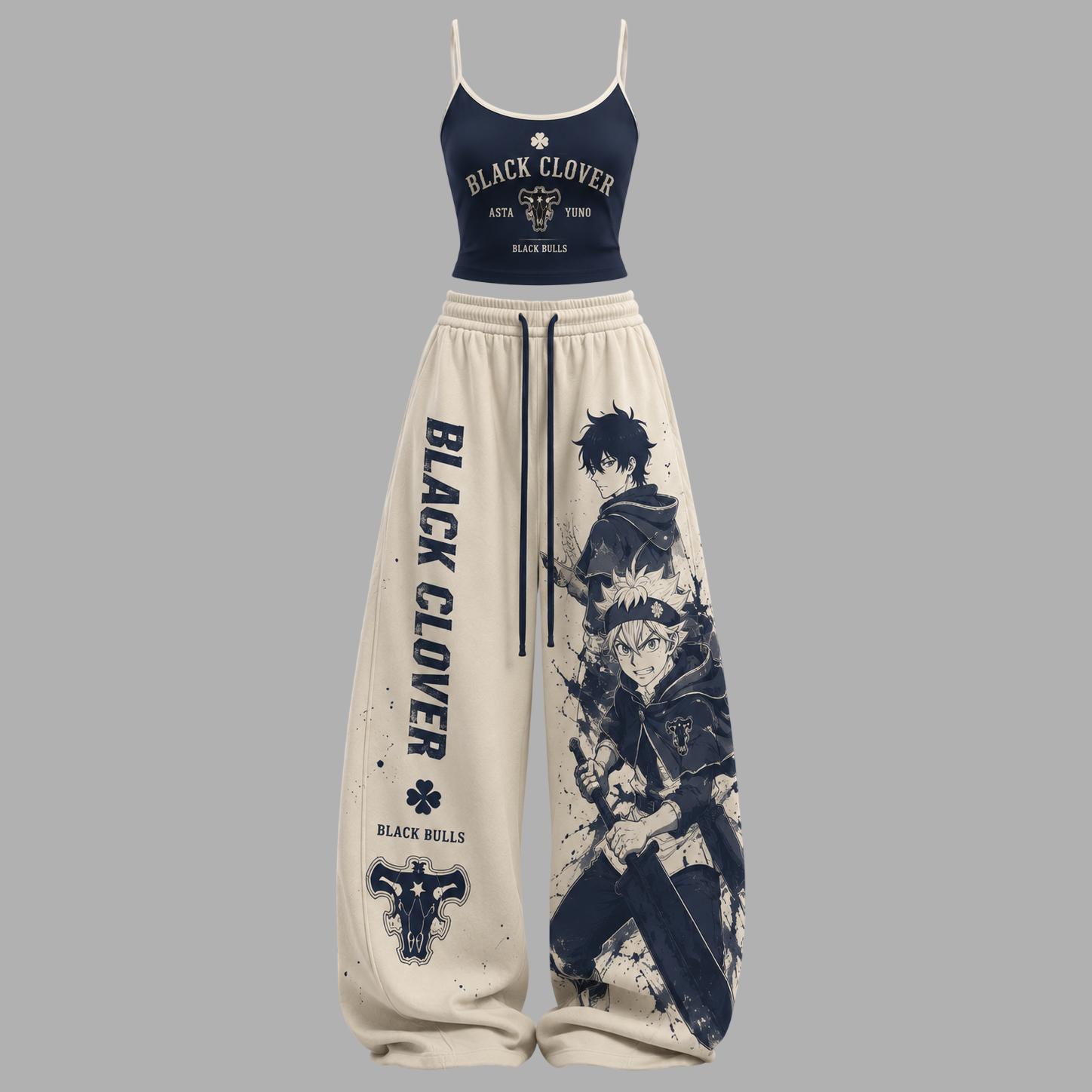 Black Clover T-Shirt & Elasticated Trousers Two-Piece Set
