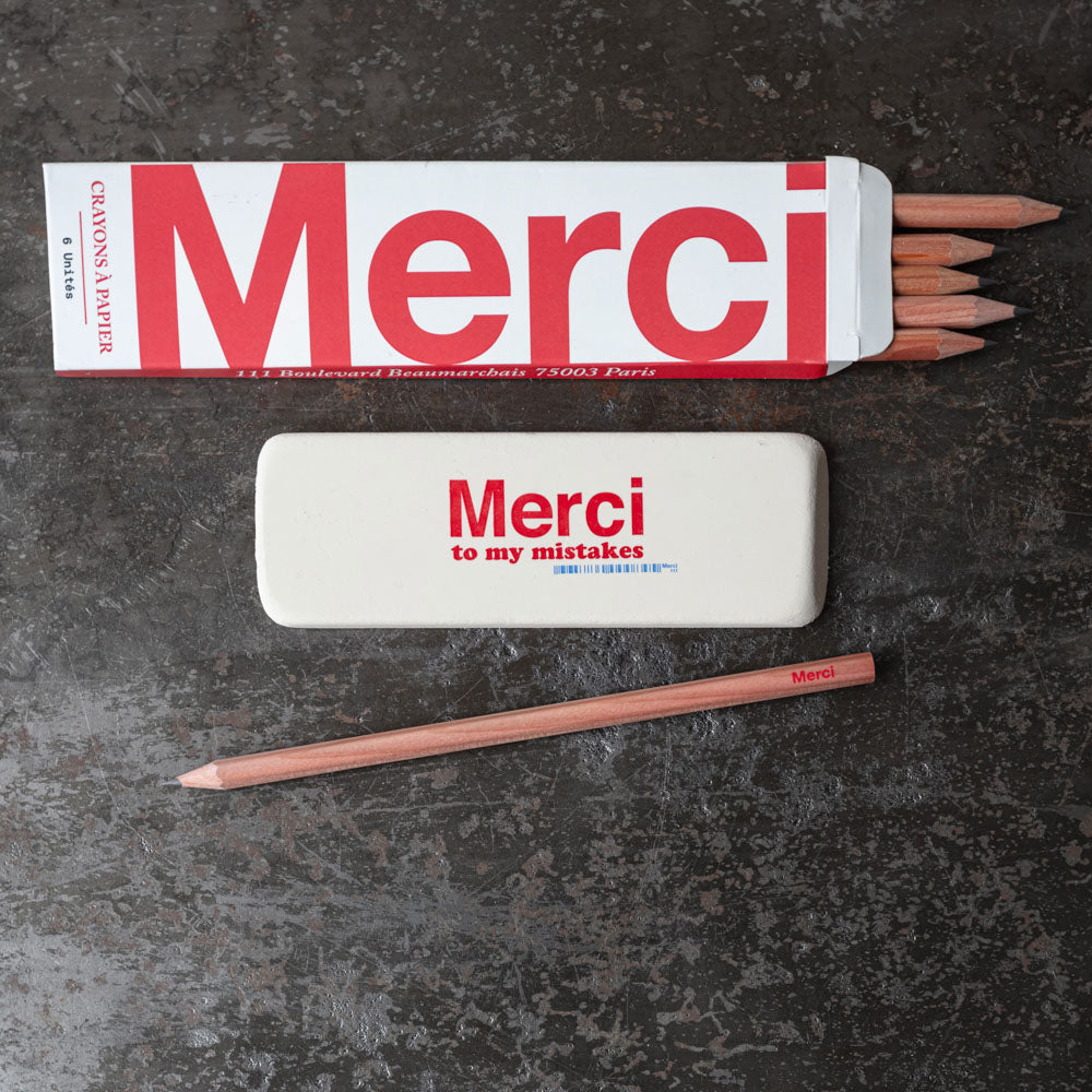 Boite 6 crayons papier HB Merci
