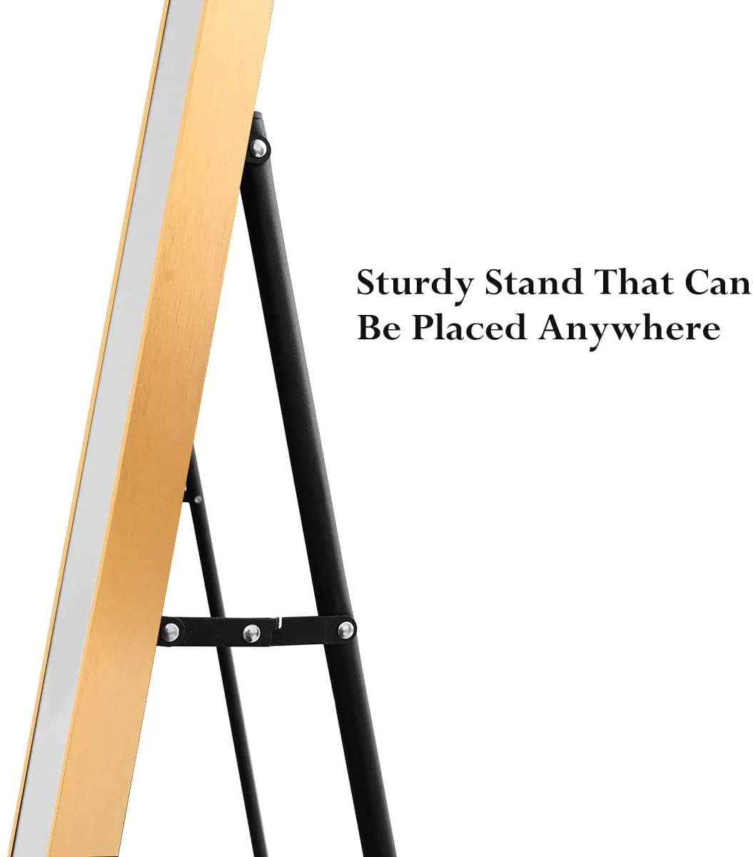 Vlush Full Length Mirror, 65"x22" Arched Floor Mirror, Full Body Standing Mirror with Aluminum Frame (Gold) - Image 4