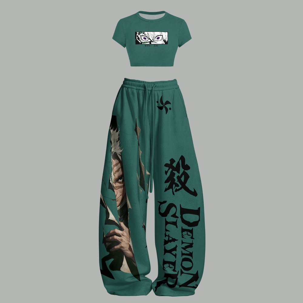 Demon Slayer T-Shirt  & Elasticated Trousers Two-Piece Set
