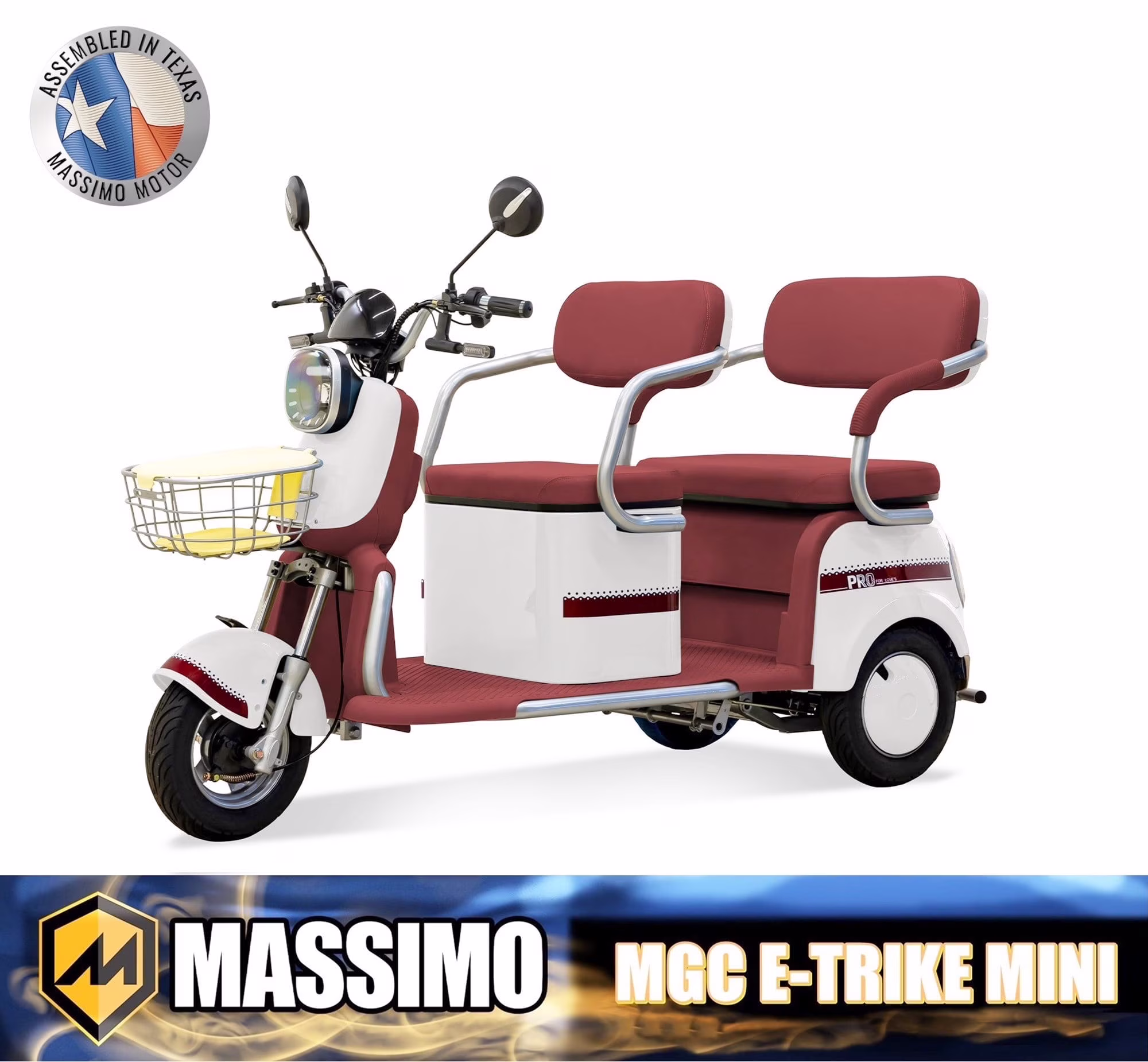 Massimo MGC E-Trike 3-Wheel Electric Cart – 17 MPH, 2-Seater Adult Scooter – Blue - Image 5
