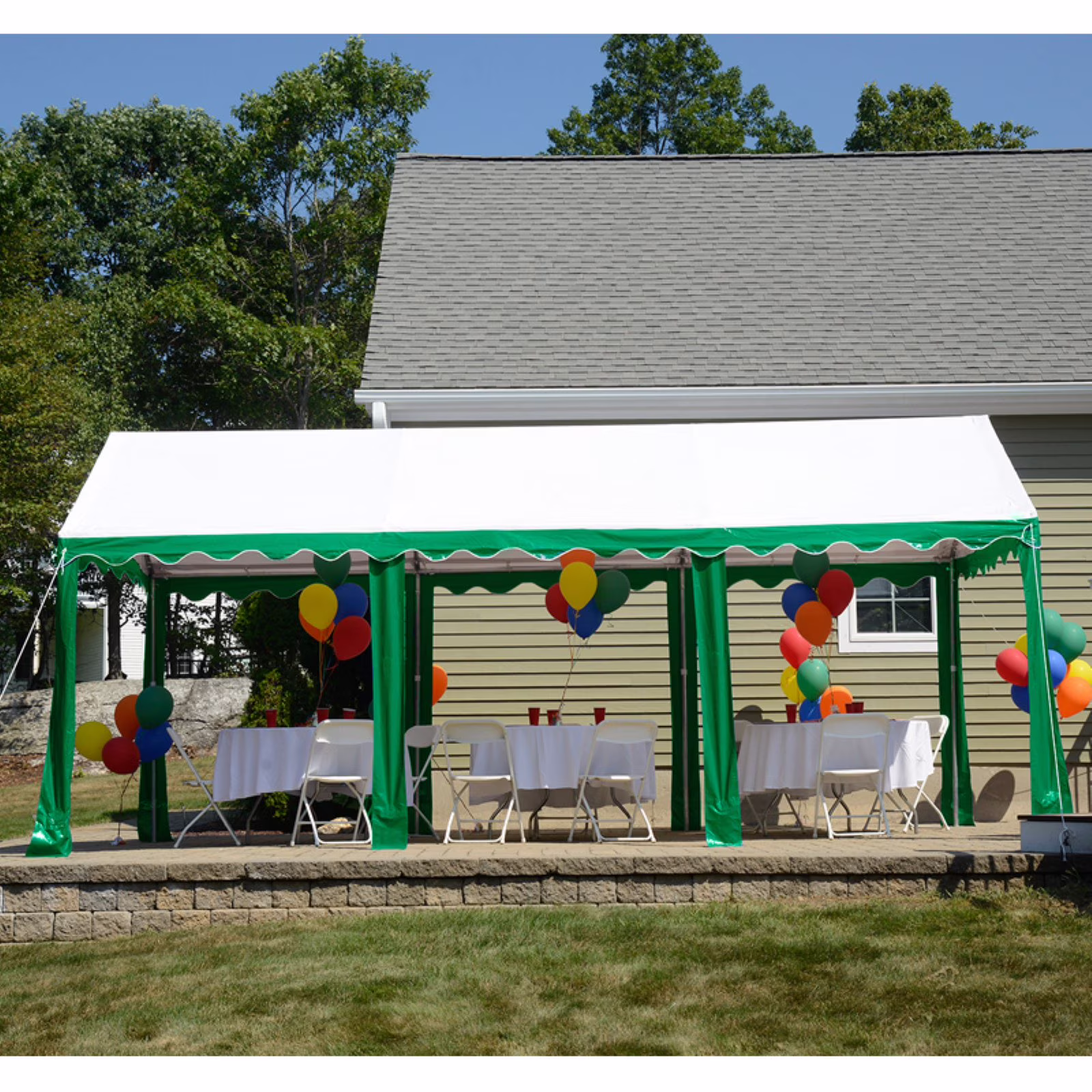 Party Tent, 10' x 20'/3m x 6m, Green/White - image 1