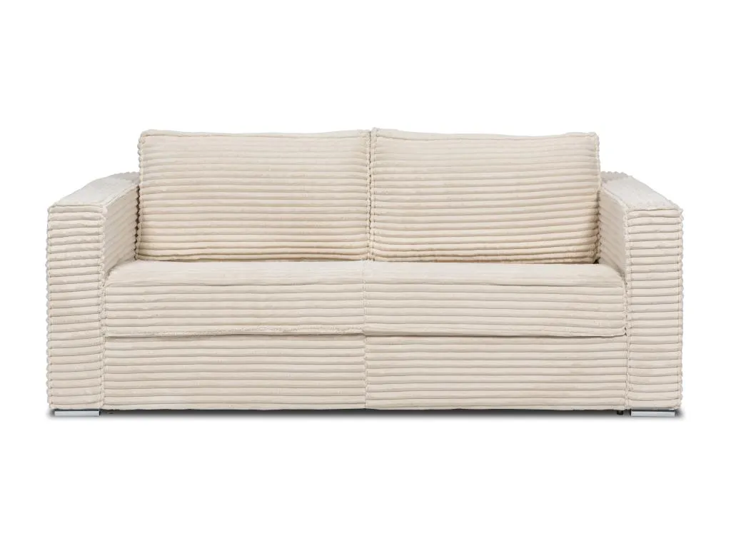 Sofá cama de 4 plazas exprés de pana beige - Somier de láminas de 160 cm de ancho - Colchón de 14 cm Alkihogares