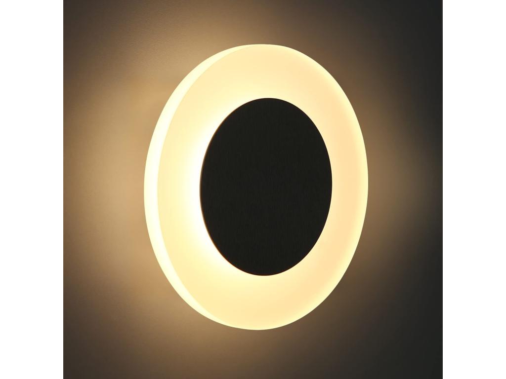 Casaplu Lámpara de pared LED, iluminación interior, luz de pared moderna, 3000K, blanco cálido, hecha de hierro y acrílico, Ø16 cm, 7W, luz para el pasillo.