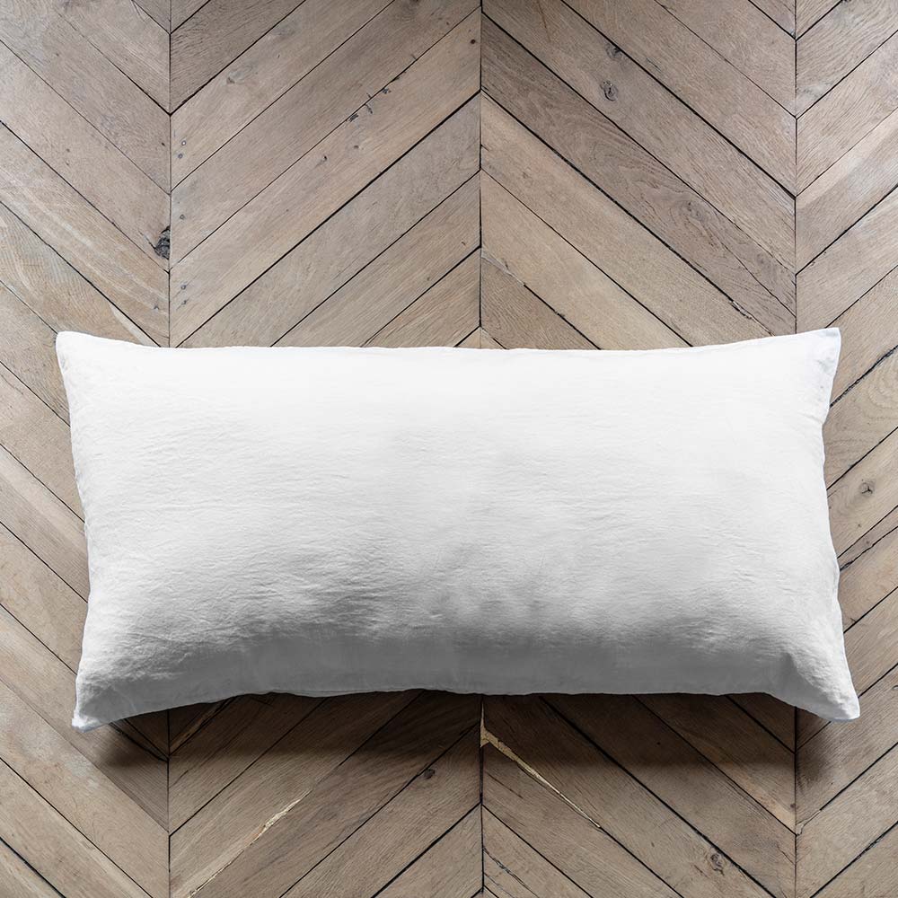 Coussin rectangle en lin lavé - Blanc Optique