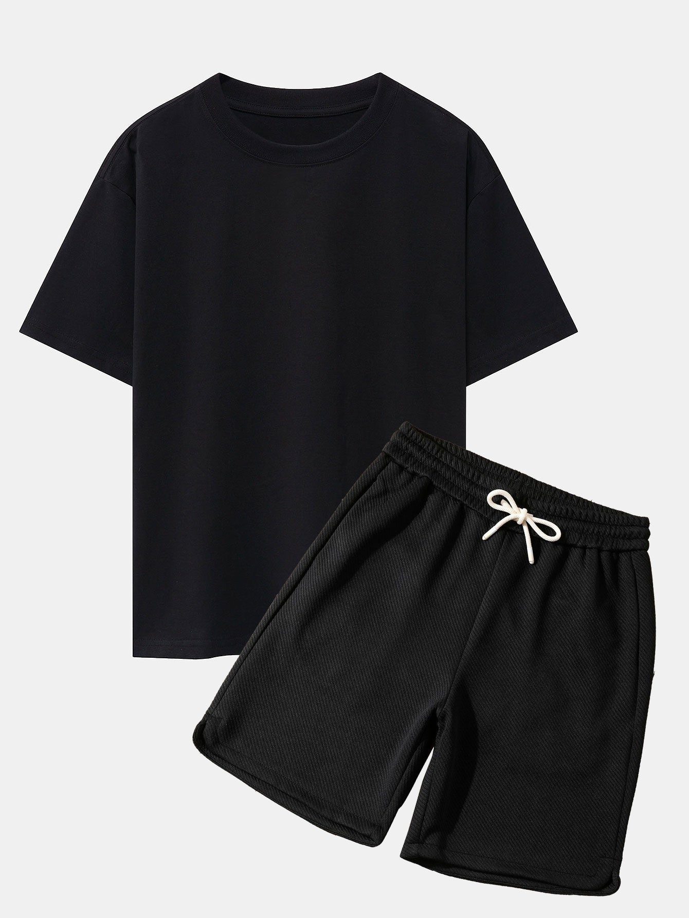 Heavy Weight Oversize T-Shirt & Loose Fit Drawstring Twill jacquard Shorts