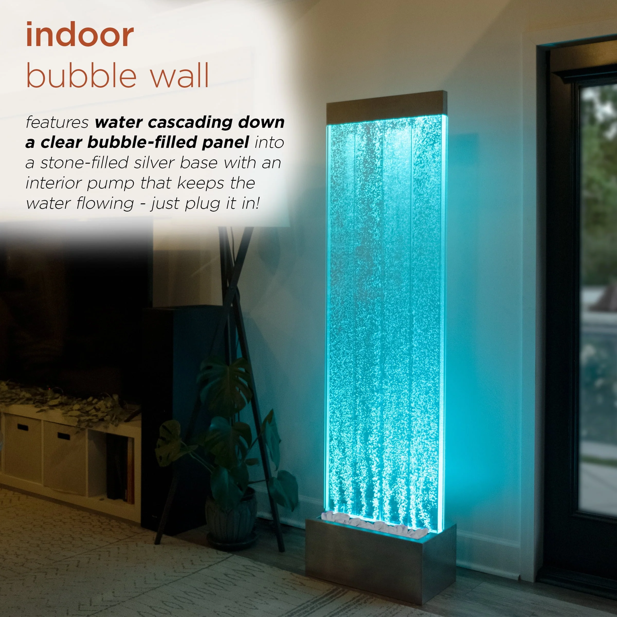 Alpine Corporation 72"H Indoor Acrylic Bubble Wall Corded Electric Fountain - Image 4