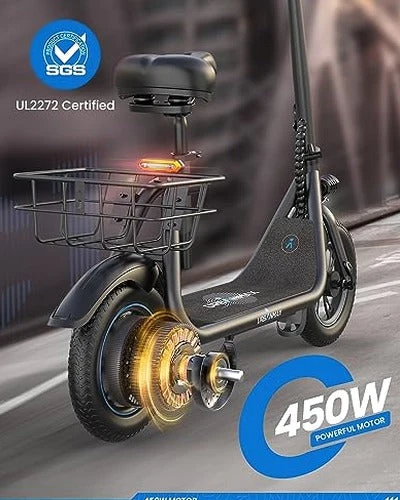 URBANMAX Electric Scooter With Seat, 450W Motor, 22 Miles Range, Black - C1 - Image 6 URBANMAX Electric Scooter With Seat, 450W Motor, 22 Miles Range, Black - C1 - Image 6