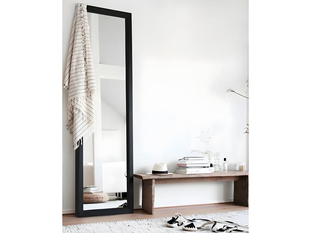 Espejo de madera color negro de 49x149cm - NÜI BOLD - Lujodec
