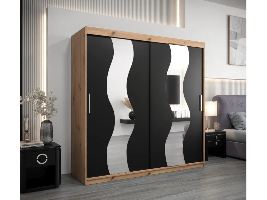 Armario Micasacool de puertas correderas 200/200/62 2 puertas (artisan/negro)